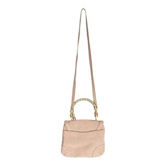 Talbots Satchel Shoulder Bag Tassel Beige Snake Leather - Picture 4 of 11